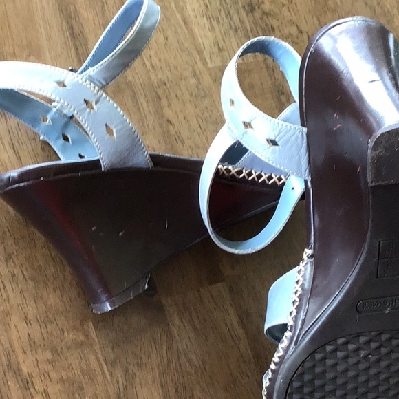 What’s What Aerosoles Gray Wedge 3 in Leather Sandals with adjustable strap Sz 8 - Picture 6 of 7